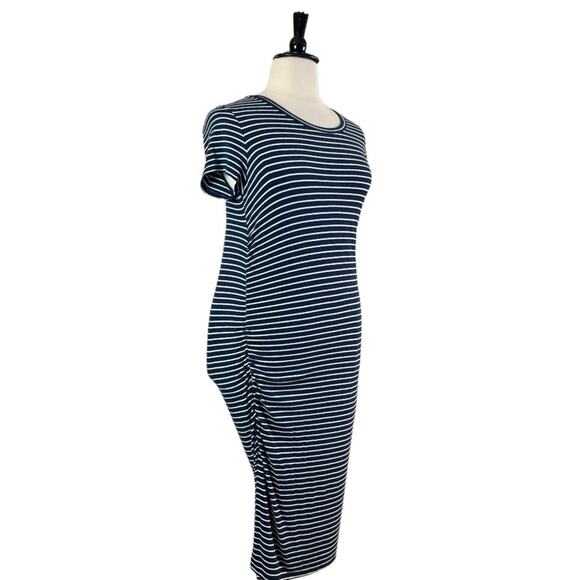 Time and Tru Maternity Dress Tee Shirt Midi Blue Stripe Women’s Size Large 12/14 - Picture 2 of 12